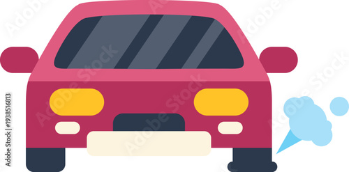 Red car with a deflated tire indicating a vehicle breakdown