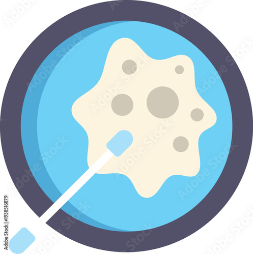 Petri dish holding a bacterial culture and a cotton swab