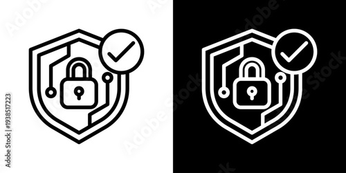 Secure Icon Set Vector Collection Isolated In Black And White