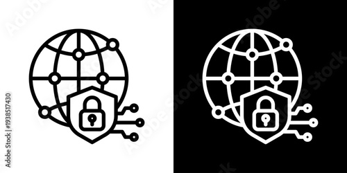 Network Security Icon Set Vector Collection Isolated In Black And White