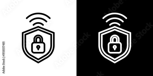 Wireless Secure Icon Set Vector Collection Isolated In Black And White