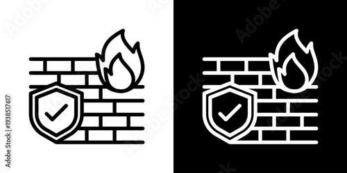Firewall Icon Set Vector Collection Isolated In Black And White