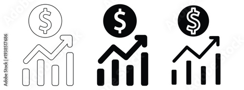 Dollar sign with growing graph; a symbol of investment and financial growth