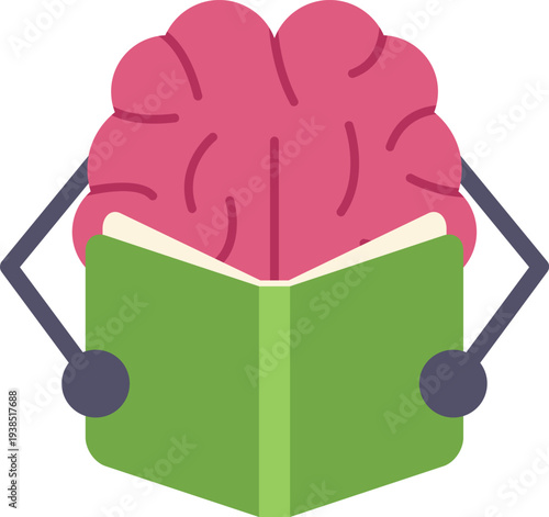 Brain character reading book and developing knowledge, education, and intelligence