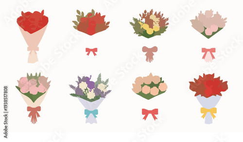 Flower bouquet clipart icons vector floral gift arrangement set
