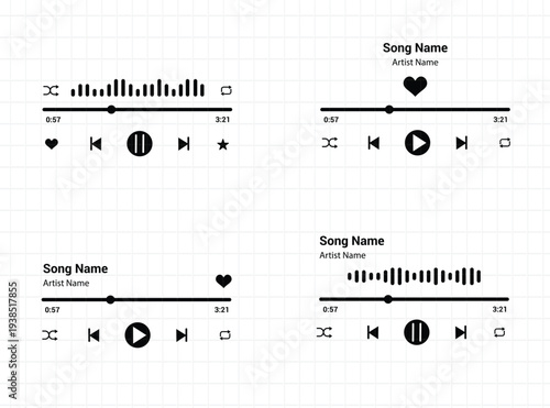 Music Player Bundle, Music Player Display, Audio Control, Play Buttons, Music Player Cut File Instant Download