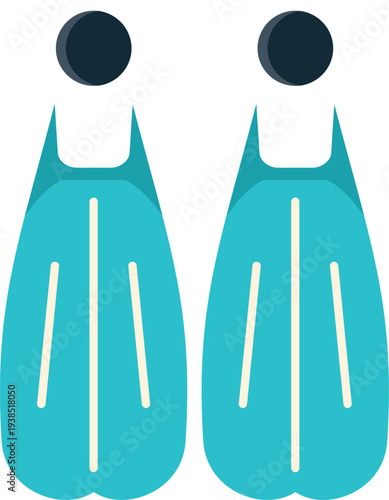 Pair of blue swimming flippers for aquatic sports and diving adventures