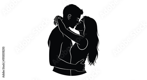 A silhouetted couple embraces in a passionate kiss showcasing a loving and intimate moment high quality
