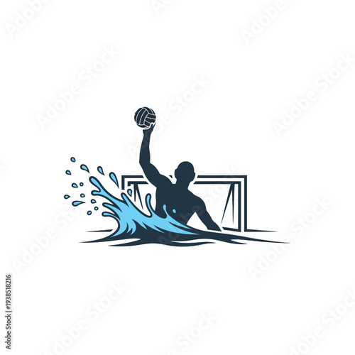 Water Polo Goalkeeper Catching Ball in Action.