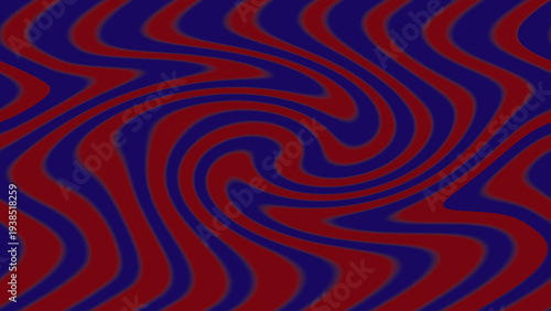 Abstract optical illusion background with red blue swirling wavy spiral lines, dynamic vortex motion, and vibrant geometric decorative layout