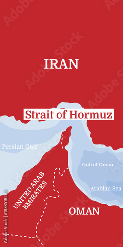 Strait of Hormuz background. Topographic map of the Strait of Hormuz. Middle East banner. World oil supply routes