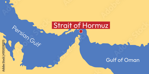 Strait of Hormuz background. Topographic map of the Strait of Hormuz. Middle East banner. World oil supply routes