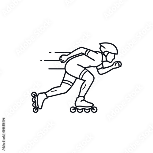 Man inline skating with dynamic motion lines.