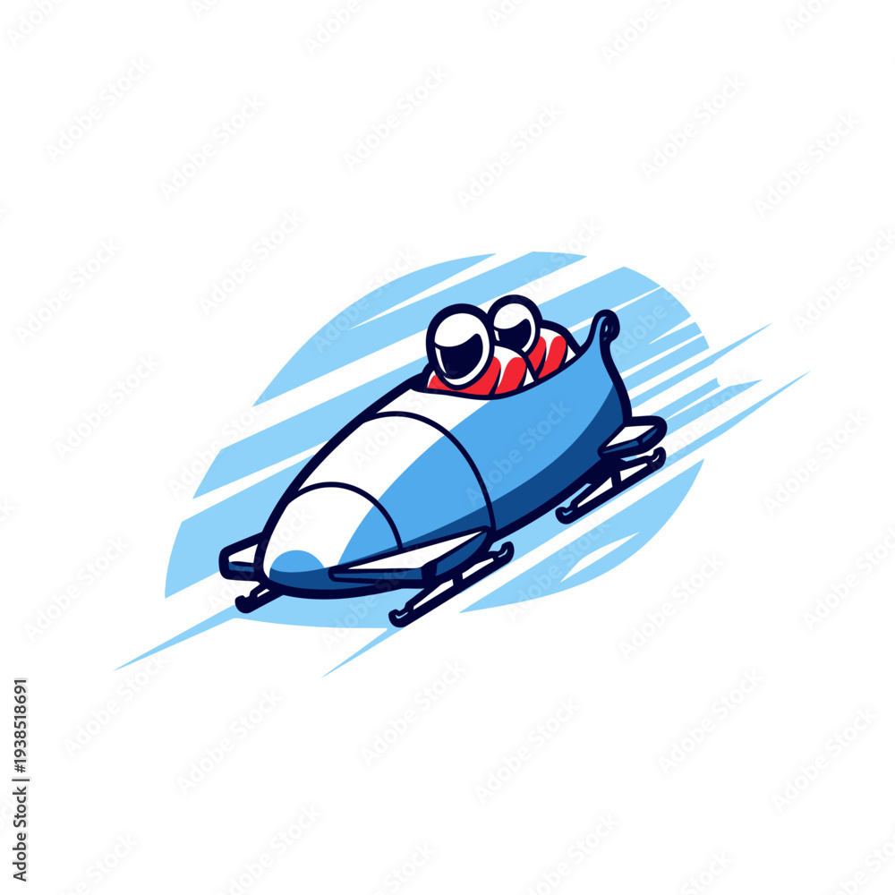 Naklejka premium Bobsled Racing Team in Action on the Track.