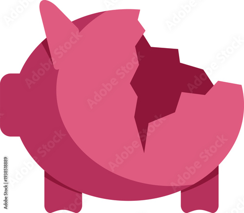Stylized illustration of a broken piggy bank representing money loss and financial hardship