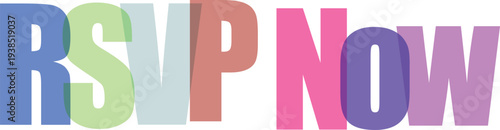 Colorful RSVP Now Text Overlay Vector on White Background