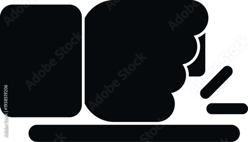 Black icon showing a clenched fist hitting a flat surface with impact lines