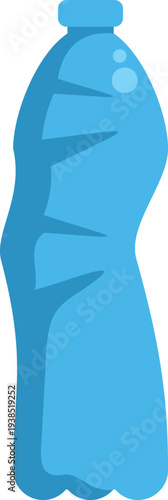 Illustration of a crushed blue plastic bottle representing waste and pollution issues