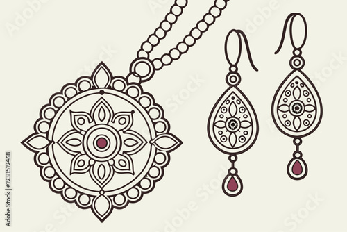 Elegant Indian Inspired Jewelry Set with Ornate Mandala Design