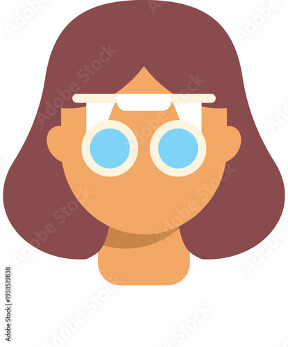 Vector illustration of a female optometrist using eye test equipment for vision examination