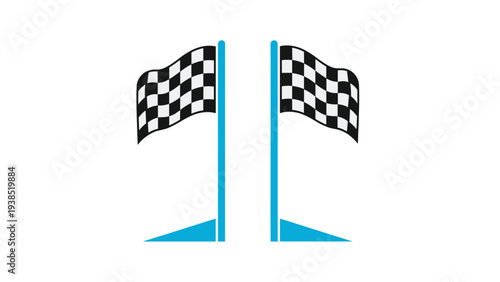 Two checkered racing flags symbolising finish line and success for sports competition or business achievement in clean vector.