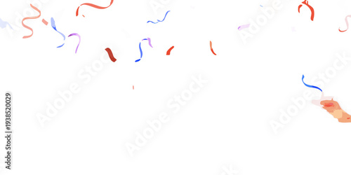 Colorful confetti and a lit match in a dark background