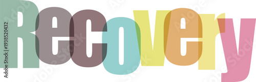 Colorful Overlapping Opaque Text Recovery Vector Illustration