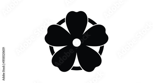 Simple black and white floral design featuring five petals and a central circle high quality professional