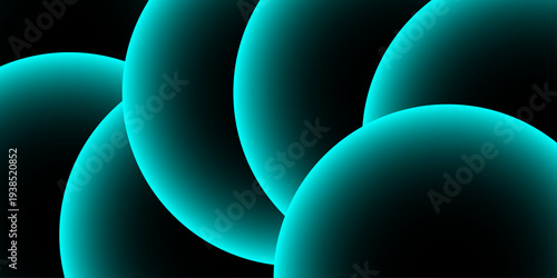Vector An abstract artisticof softly glowing orbs in shades of teal against a dark backdrop.