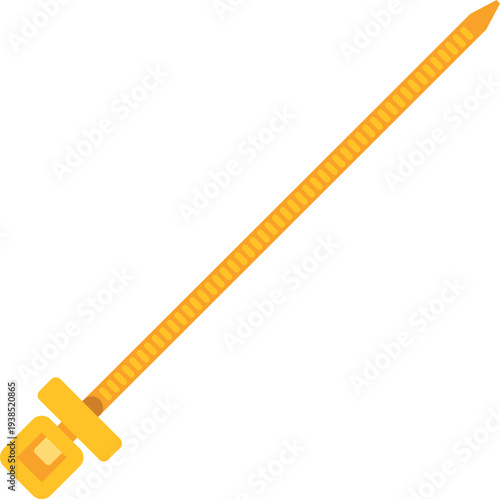 Simple yellow cable tie isolated on white background symbolizing organization and fastening