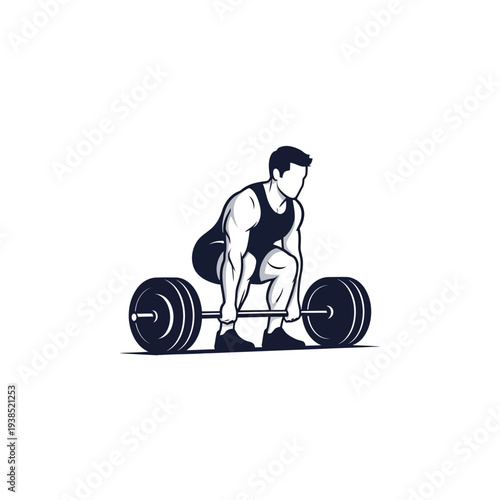 Man lifting heavy barbell with weights in gym workout.