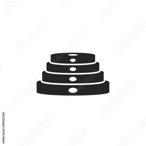 Simple black and white illustration of a wedding cake with three tiers.