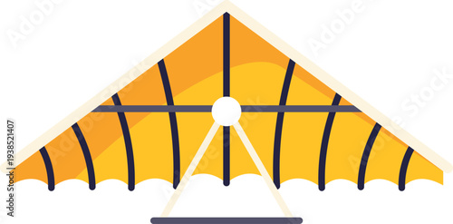Bright yellow hang glider illustration representing freedom, adventure, and outdoor flight