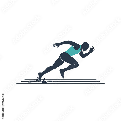 Silhouette of a sprinter in motion on a white background.