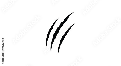 A stark black graphic depicting three prominent claw marks against a clean white background high quality