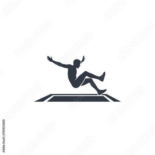 Man jumping on trampoline silhouette graphic.