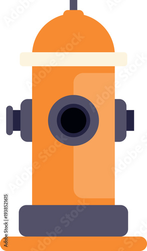Minimalist flat style illustration of a bright orange fire hydrant on white background