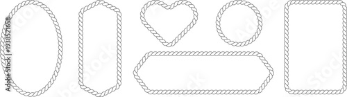 Nautical rope frame set isolated on white background