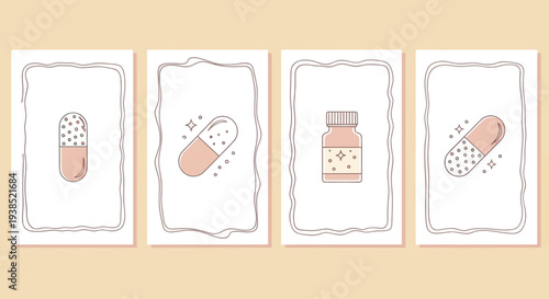 Medical Capsules and Bottle Set