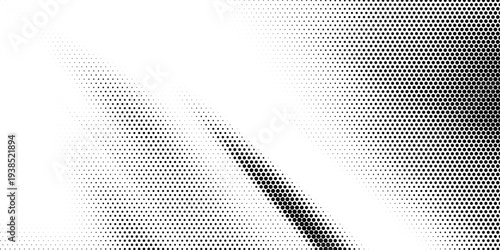 Dotted gradient halftone background. Horizontal seamless dotted pattern in pop art style. Abstract modern stylish texture. Fade gradient black and white half tone background. Eps10