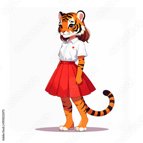 Cartoon Tiger Girl Character Illustration 1.