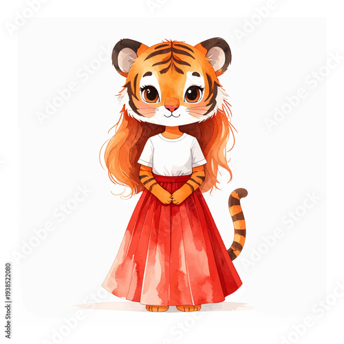 Cartoon Tiger Girl Character Illustration 3.
