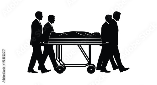 A silhouette depicts pallbearers carrying a coffin symbolizing death and mourning high quality professional detailed modern