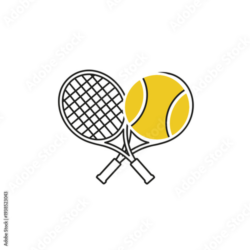 Tennis Rackets and Ball Illustration Design.