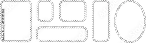 Nautical rope frame set isolated on white background