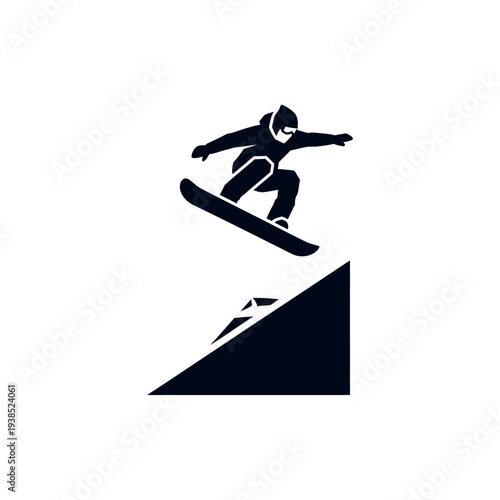 Snowboarder in mid-air performing a jump on a slope.