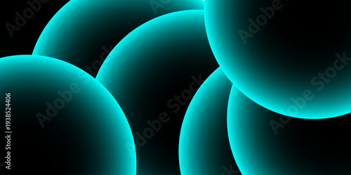 Vector abstract composition of glowing orbs, exuding a sense of depth and luminosity. featuring vibrant gradients, each sphere seems to float against a dark, and mysterious background.