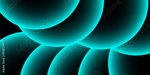 Vector Abstract glowing orbs of teal form a mesmerizing pattern, creating a sense of depth and fluidity against a dark backdrop.