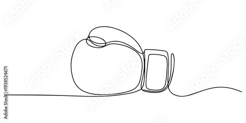Boxing gloves in one continuous line one line vector illustration Editable stroke, Boxing gloves illustration with line style design. Boxing glove in one continuous single line art drawing style. Box