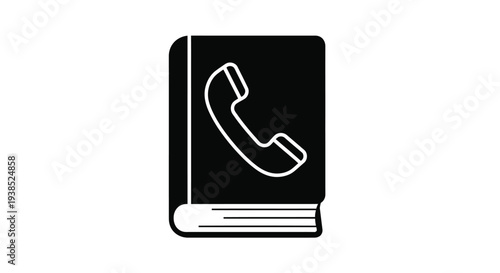 A black book with a white phone outline a striking silhouette